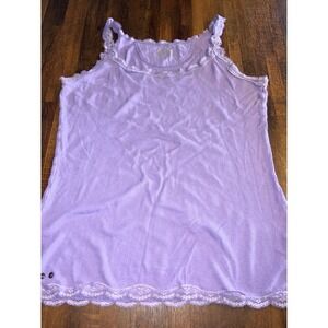 Converse One Star Purple Ribbed Lace Trim Tank Women Large Lavender Y2K Camisole